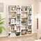 Wooden 6-Tier Bookshelf with Wall Anchor Kit and Open Shelves for Living Room